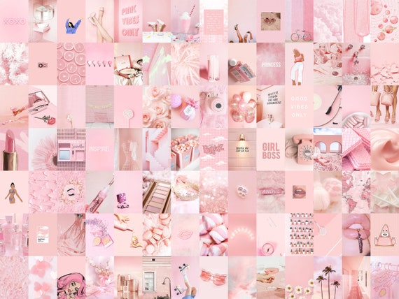 130 PCS Dreamy Pink Wall Collage Kit Soft Pink Aesthetic | Etsy