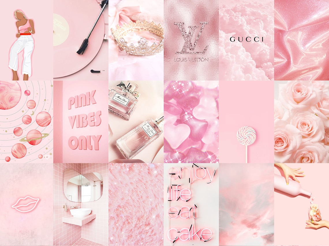 127 PCS Blush Pink Wall Collage Kit Light Pink Aesthetic Etsy