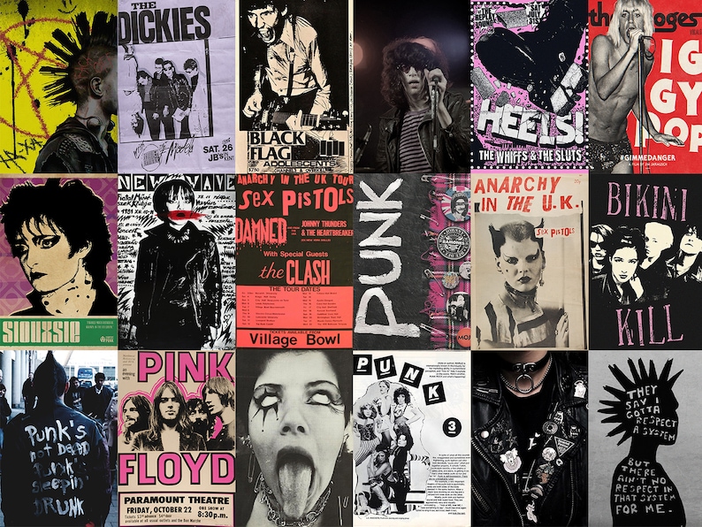 120 PCS Punk Rock Metal Wall Collage Kit Vintage Grunge Etsy