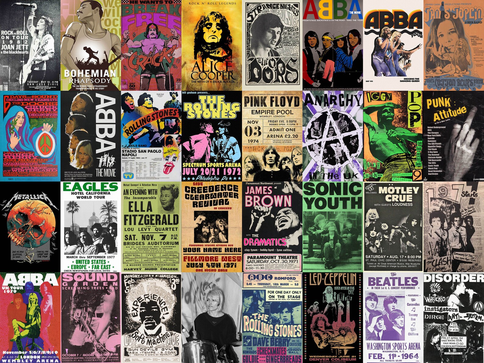 330 PCS Vintage Concert Poster Retro Punk & Classic Rock - Etsy