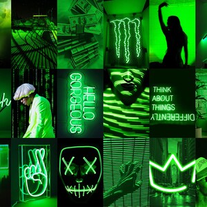 105 PCS Euphoria Green Wall Collage Kit Green Neon (Instant Download ...