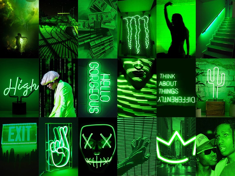 105 PCS Euphoria Green Wall Collage Kit Green Neon - Etsy