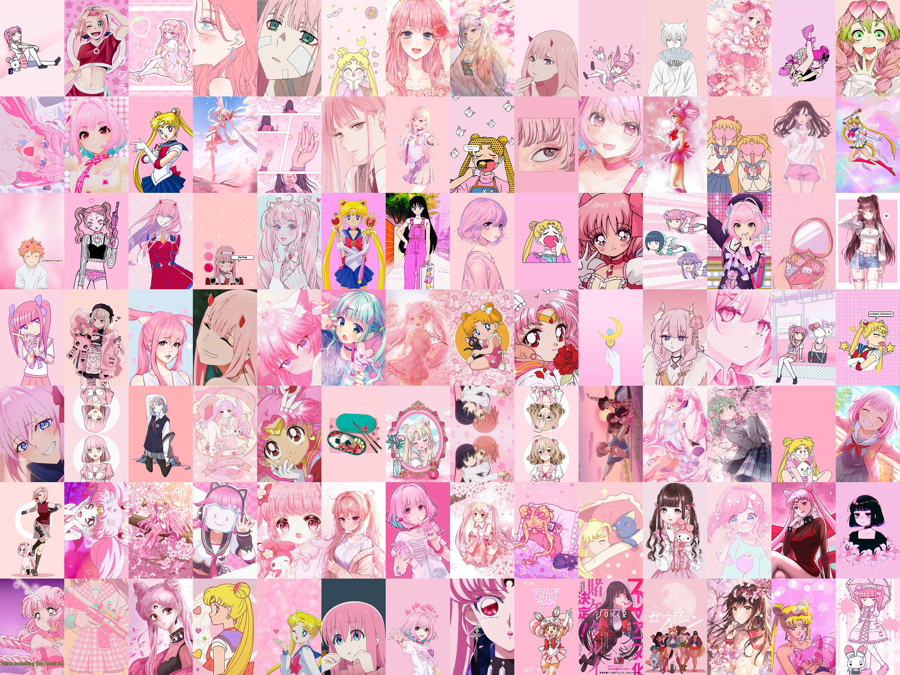 105 PCS Pink Anime Wall Collage Kit Pink Manga Poster  Etsy Finland