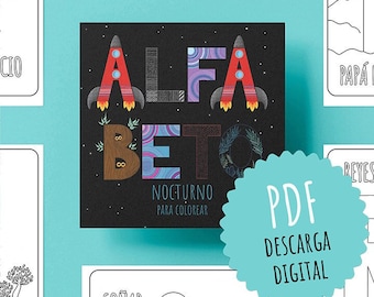 Night Alphabet Coloring Pages, 28 Printable Sheets for Preschool Toddlers, Educational Coloring Pages for Learning Letters.