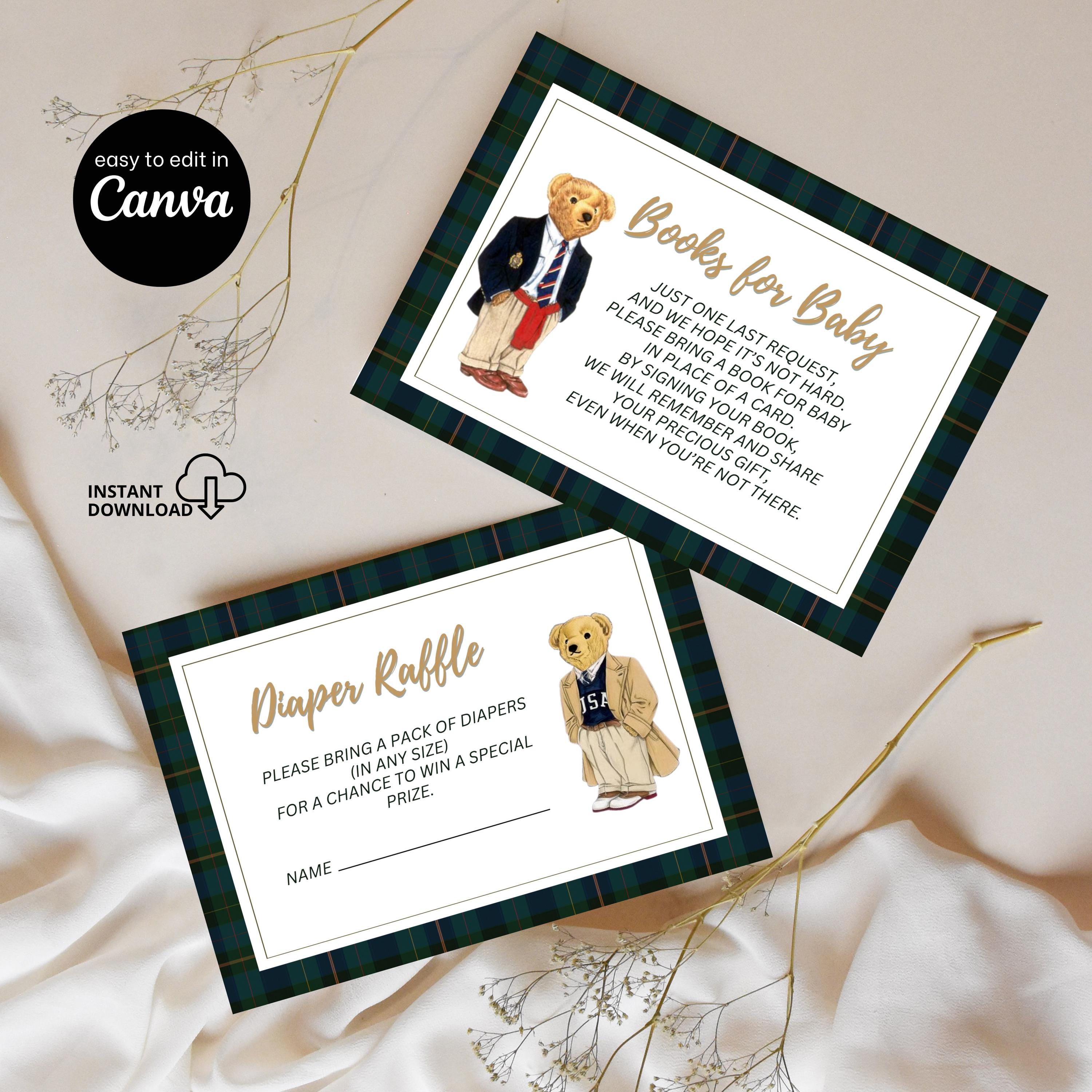 Polo Bear Luxe Baby Shower Invitation Bundle: Canva Template (digital ...