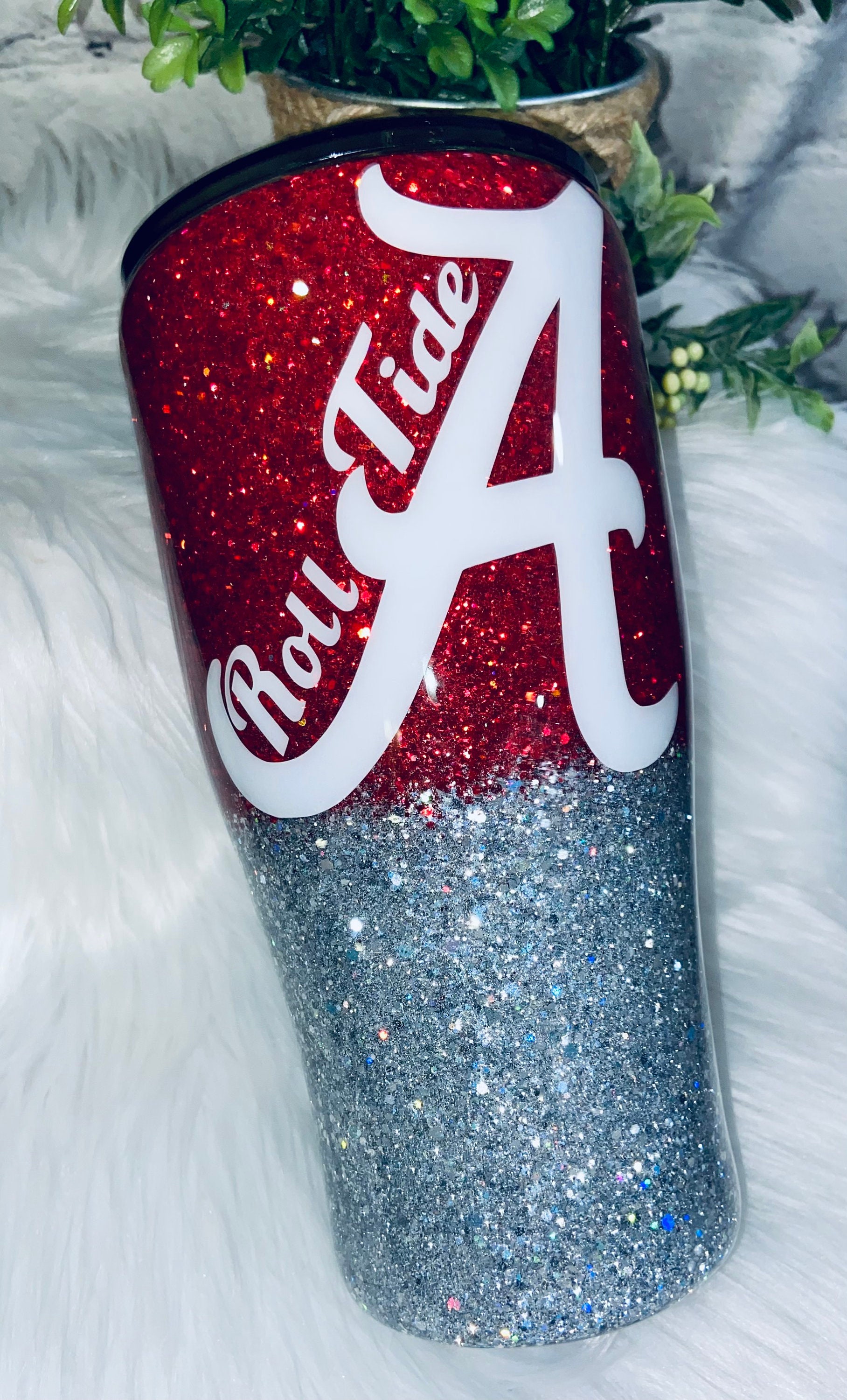 Alabama roll Tide Glitter Stainless Steel Tumbler 