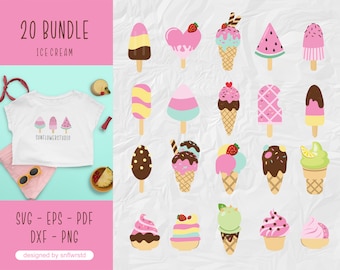 Cono de helado svg, paquete de helado svg, helado dulce svg, clipart de verano lindo, fiesta de verano svg, verano svg, helado para Cricut