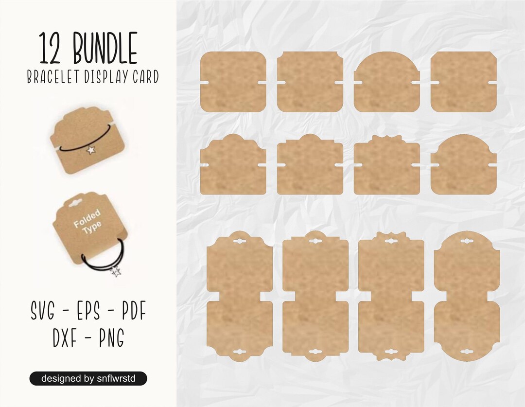 Bracelet Display Card Template Svg, Bracelet Bundle, Jewelry Holder ...