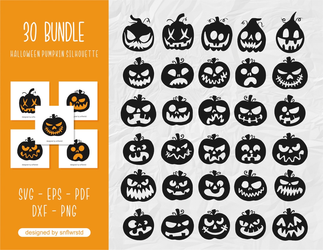 Pumpkin Face Svg Bundle, Jack O Lantern Png Bundle, Halloween Svg ...