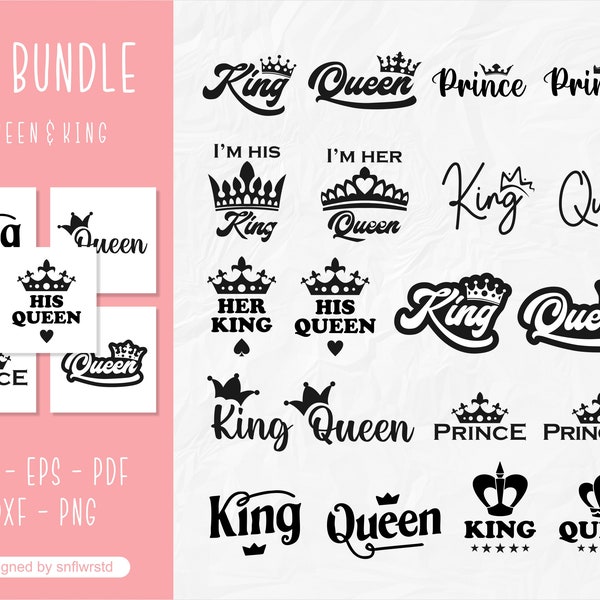 Queen and King SVG, King SVG, Queen SVG, King Queen svg, Her King svg, His Queen svg,  King Crown svg, Crown svg for Cricut