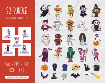 Personaje de Halloween svg, Paquete de película svg, Halloween svg, Archivos de corte de clipart de Halloween, Personajes de archivo para Cricut y Silhouette