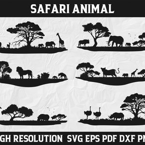 Safari SVG, animal Safari Afrique, Safari Png, Clipart animaux, animaux d'Afrique, silhouette animaux, fichier de coupe Cricut SVG, téléchargement immédiat