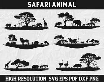 Safari SVG, Safari Africa Animal, Safari Png, Animal Clipart, Africa Animals, Silhouette Animals, Cricut Cut File SVG, Instant Download