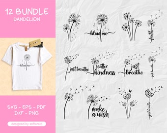 Löwenzahn-Svg-Bundle, Löwenzahn-Svg, Löwenzahn Png, Löwenzahn-Wandkunst, Schnittdateien für Cricut, Silhouette, Clipart, einfach atmen