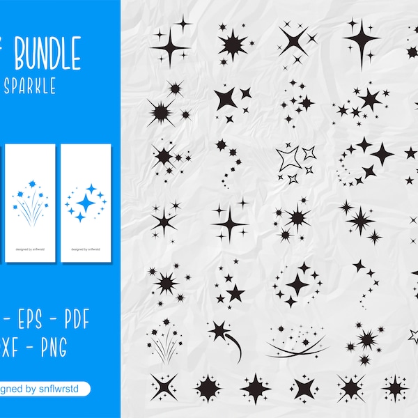 Sparkle svg, Sparkle Bundle svg, Sparkle Clipart, Star sparkle svg, Star Moon svg, Sparkle cut file, Sparkle star silhouette svg for Cricut