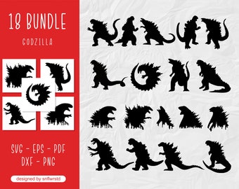 Godzilla SVG, Godzilla Vector, Godzilla PNG, Godzilla Clip Art, Godzilla Cut File, Godzilla Silhouette, Godzilla Bundle SVG para Cricut