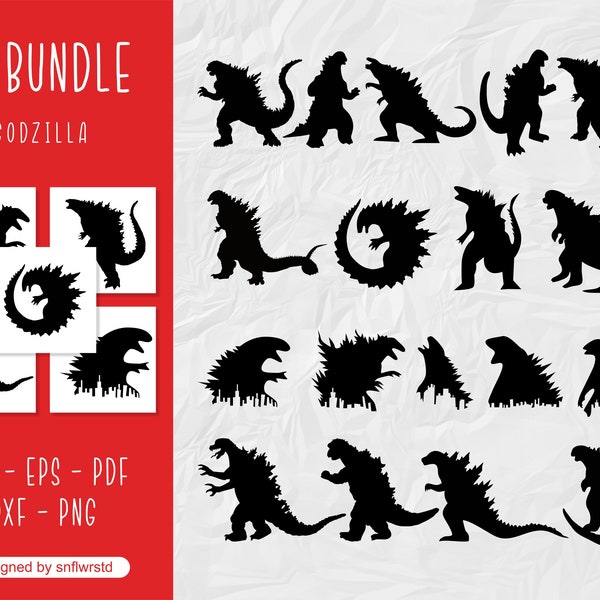 Godzilla SVG, Godzilla Vector, Godzilla PNG, Godzilla Clip Art, Godzilla Cut File, Godzilla Silhouette, Godzilla Bundle SVG for Cricut