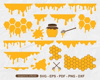 Honey Dripping Border svg, Honey Dripping svg, Honeycomb svg, Dripping Border Bundle, Melting, Choco Blood Slime Dripping Cricut Cut file