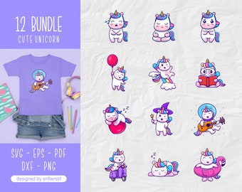 Unicornio SVG, paquete de unicornio SVG, clipart de unicornio, cara de unicornio SVG, cabeza de unicornio SVG, cuerno de unicornio SVG, archivo de corte de unicornio para Cricut