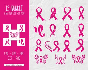 Cinta de concientización SVG, Cinta contra el cáncer SVG, Descarga digital, Símbolo médico SVG, Archivo de corte de cinta, Paquete de concientización para archivo de corte Cricut