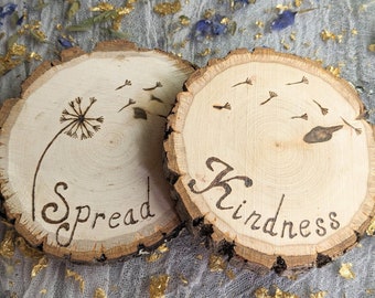 Natural Wood burned; Round Natural Wood Coasters (basswood) OR ornaments (birch); Set of 2; Custom Designs; Personalized per Request