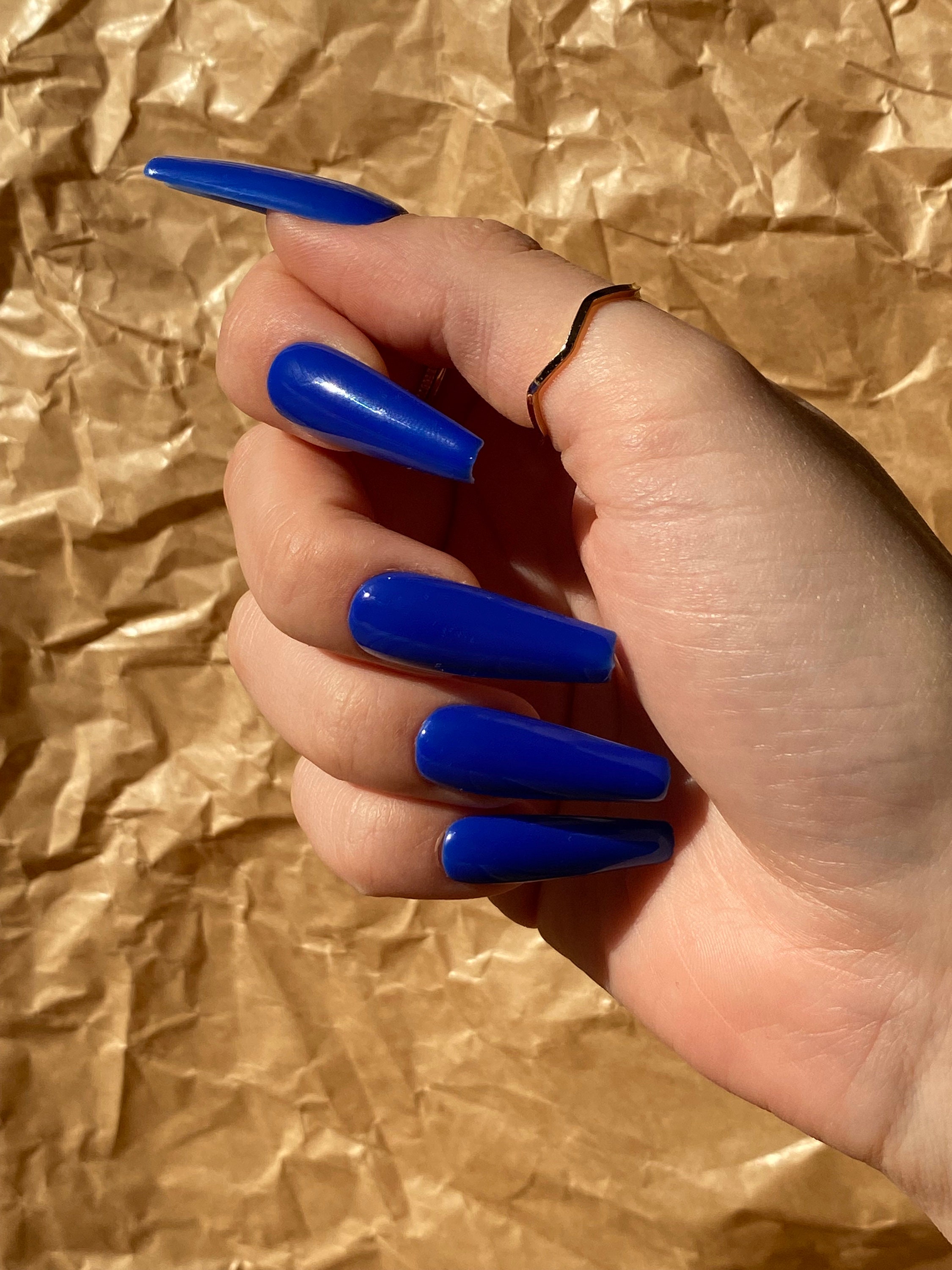 NIGHT BLUE Solid Blue Press on Nails Stick on Nails Navy - Etsy