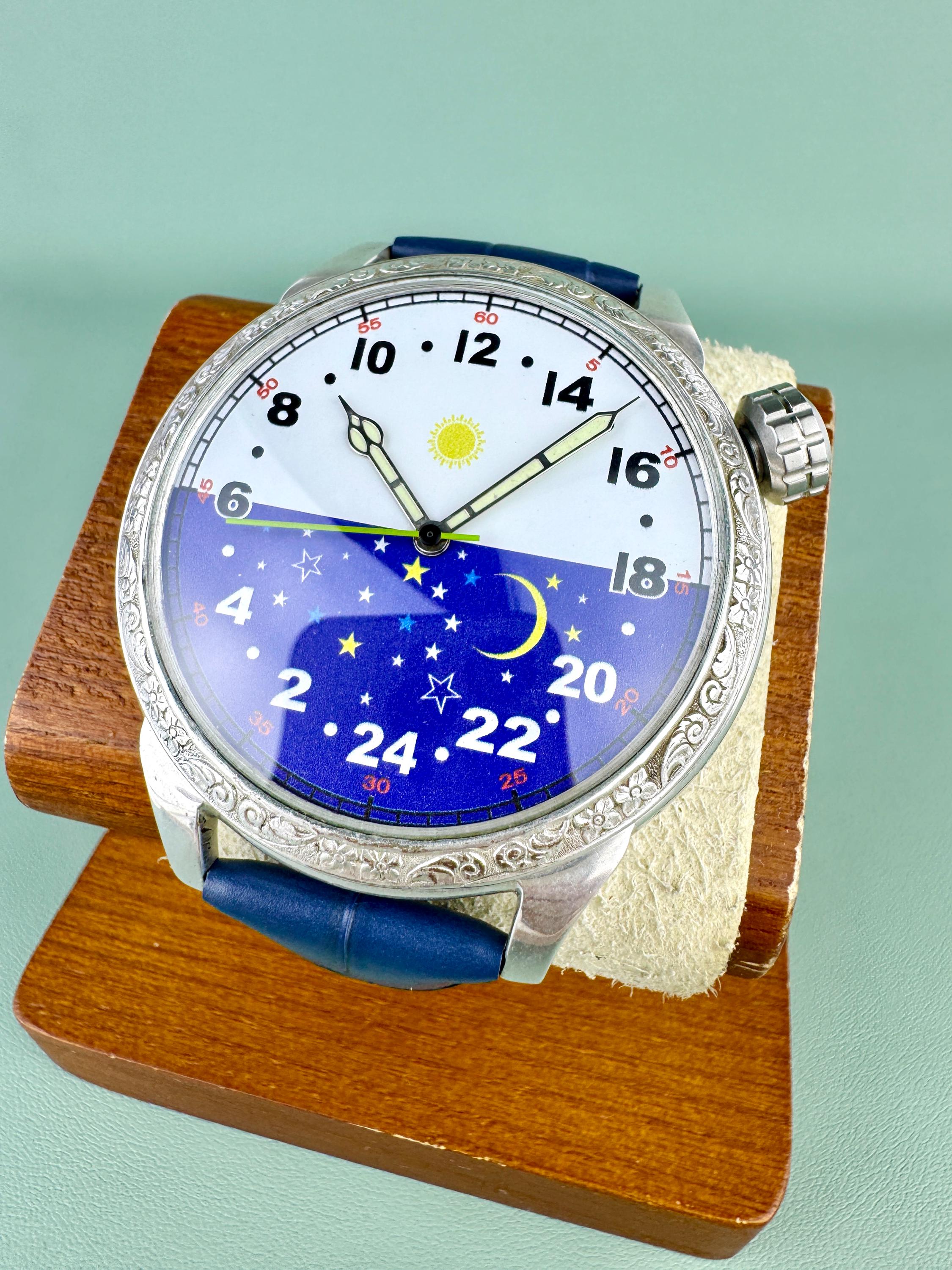 Vintage Big Raketa Day Night 24 Hour Watch Converted Kirovskie