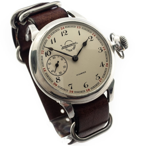 Molniya Relojes de pulsera Reloj mecánico grande para hombre Reloj soviético Chelabinskie de la URSS