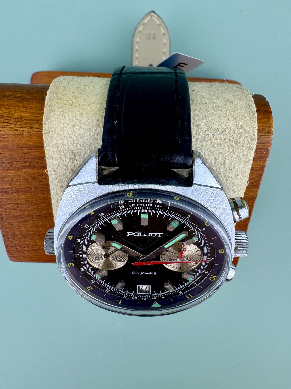 Soviet men's mechanical wristwatch Chronograph POLJOT 3133 Shturmanskie watch, photo 2 of 5