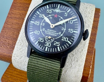 Mechanical men's wristwatch POBEDA "Military air reconnaissance" Classic Military Vintage watch ZIM