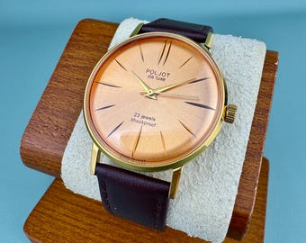 POLJOT De Luxe Radziecki zegarek na rękę w stylu vintage, ultrasmukły, klasyczny męski zegarek na rękę