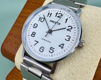 Raketa Quartz Watch Men's Wristwatches Classic Vintage USSR