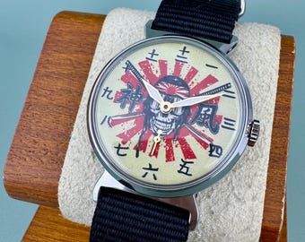 Mechanical men's wristwatch POBEDA Japanese Kamikaze pilot WWII Vintage watch