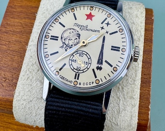 POBEDA vintage mechanisch herenhorloge: Yuri Gagarin USSR, First Man in Space