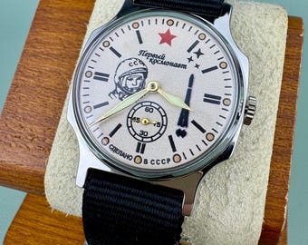 Vintage POBEDA Mechanical Watch: USSR Yuri Gagarin, First Man in Space