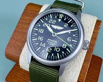 Stylish military Men's mechanical watch RAKETA 24 hours AVIATOR 2623.n