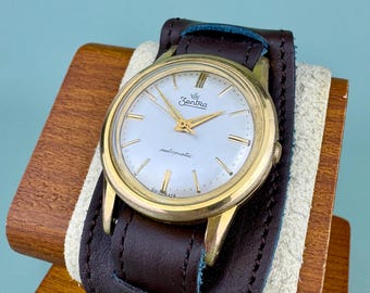 Sandoz Tank Swiss Rectangular Watch Roman Numerals Quartz Date