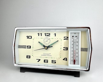 Old Jas 60s Mechanical Alarm Clock Silver Metal Color With Colored
