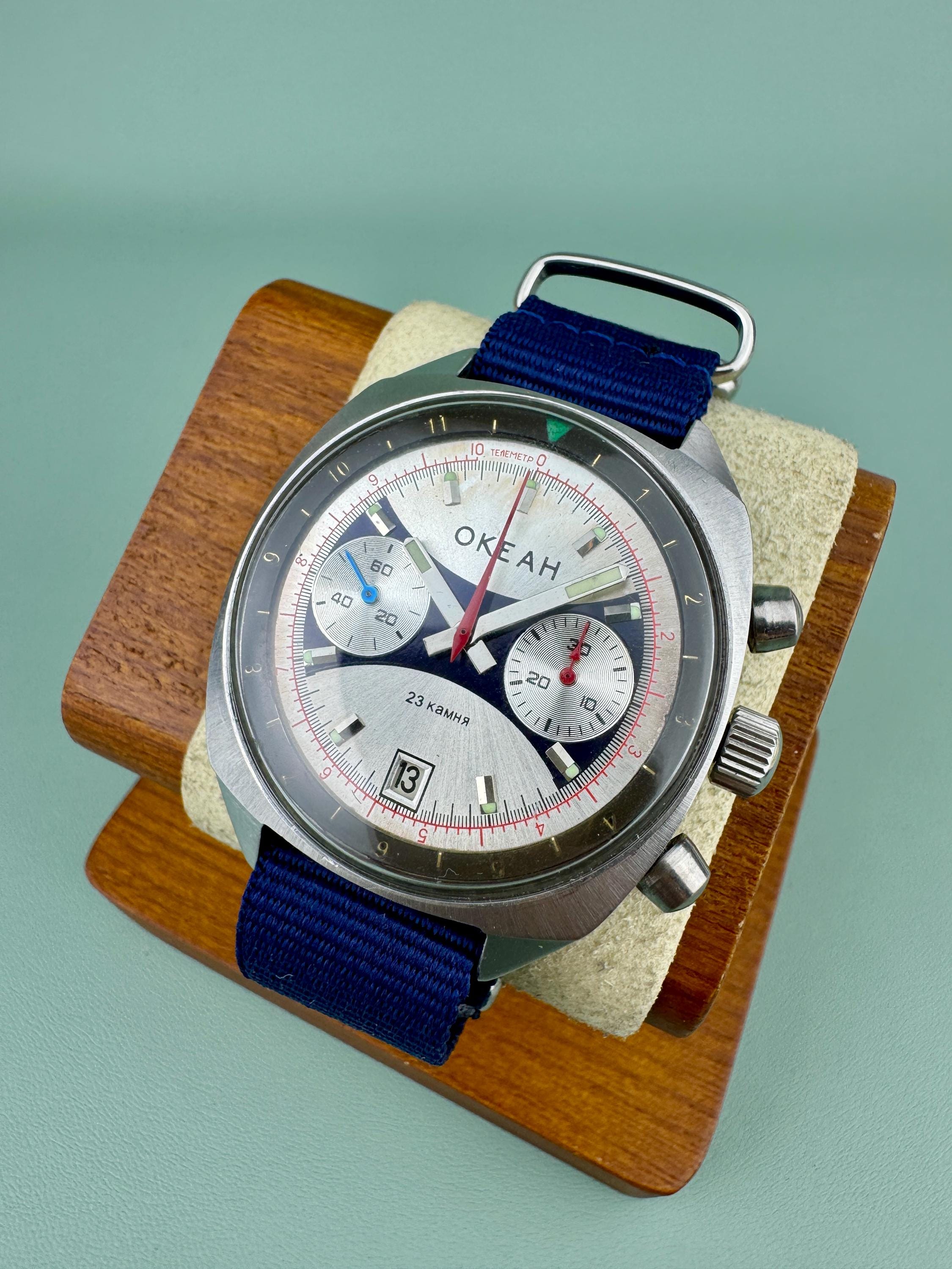 Vintage Soviet Poljot OCEAN 3133 Chronograph Men's Wristwatch USSR