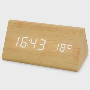 Wood Style Digital Alarm Clock with Temperature and Time Display – USB Powered LED Clock