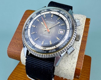 ACMA Antimagnetic Swiss Watch Vintage Mechanical Wristwatch world time