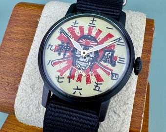 Mechanical men's wristwatch POBEDA Japanese Kamikaze pilot WWII Vintage watch