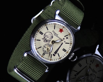Reloj de pulsera mecánico para hombre POBEDA URSS Yuri Gagarin primer hombre en el espacio