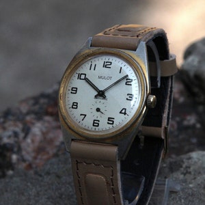MULOT Antichoc Vintage Mechanical Wristwatch men&#39;s Made in Swiss