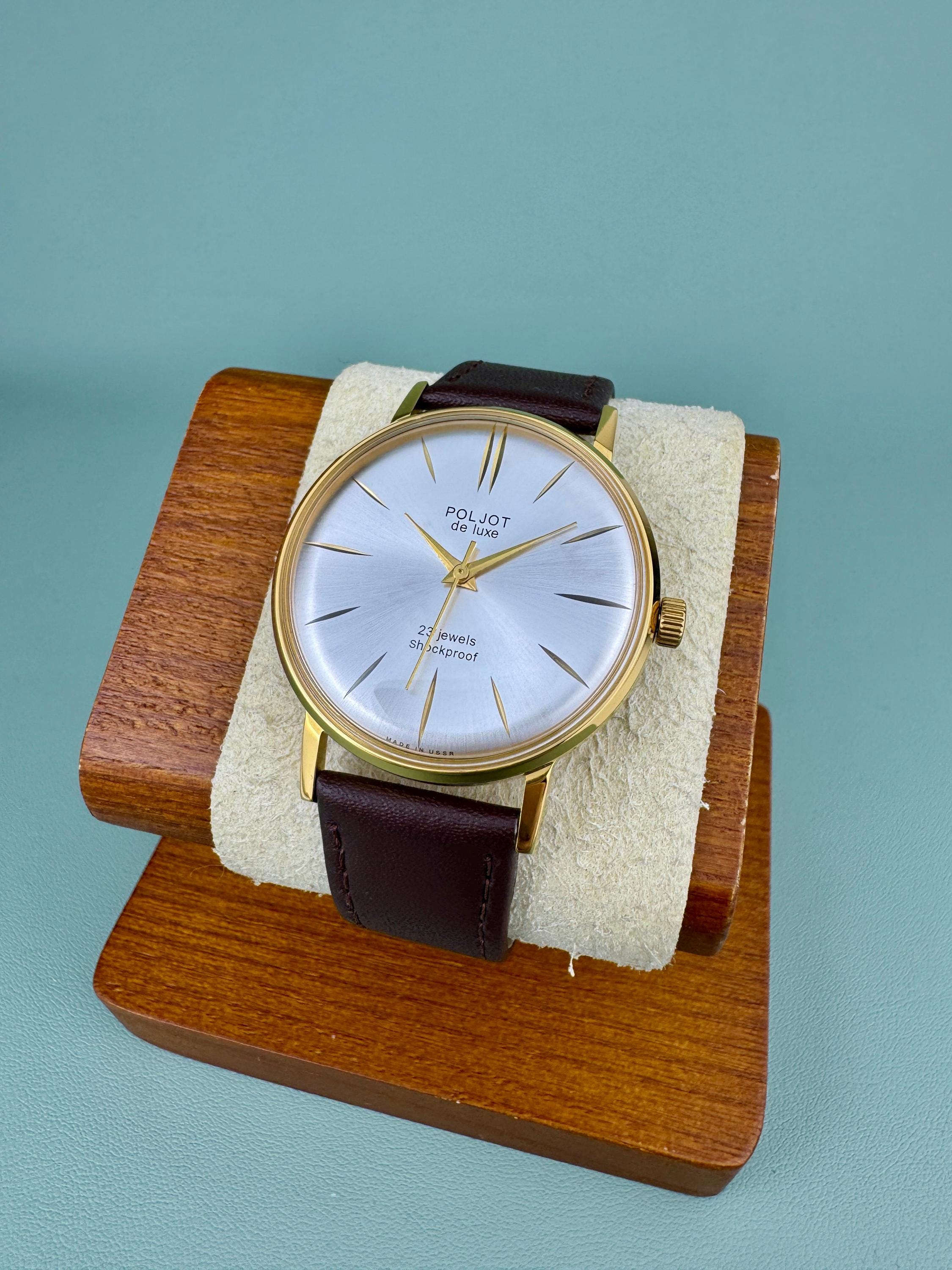 POLJOT de Luxe メンズ クォーツ腕時計 クラシック スリム 