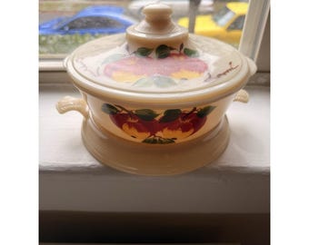 Vintage Fire King Apple Pattern 1.5 QT Casserole Dish And Lid Hand Painted Rare