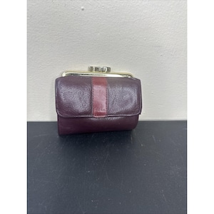 Vintage John Weitz Burgundy Leather Wallet Coin Purse Snap Closure Made In Italy