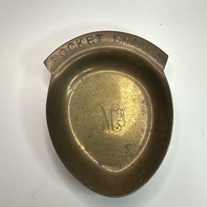 Vintage Solid Brass Monogrammed Pocket Change Dish “RMF”
