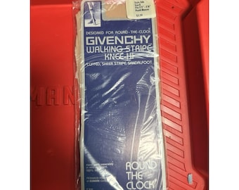 Vintage Givenchy Walking Stripe Knee Hi Hosiery Peach Mousse NOS Sealed 1981