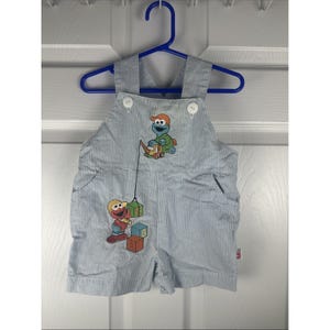 Vintage Sesame Street Romper Elmo Cookie Monster 6-9M Construction Theme